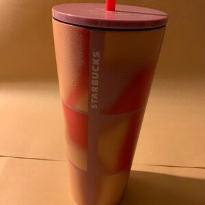 Starbucks Pink and Orange Tumbler with Lid